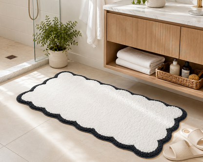 Luxury Scalloped Microfiber Bath Rug