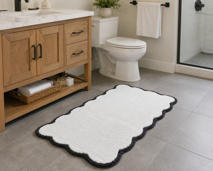 Luxury Scalloped Microfiber Bath Rug