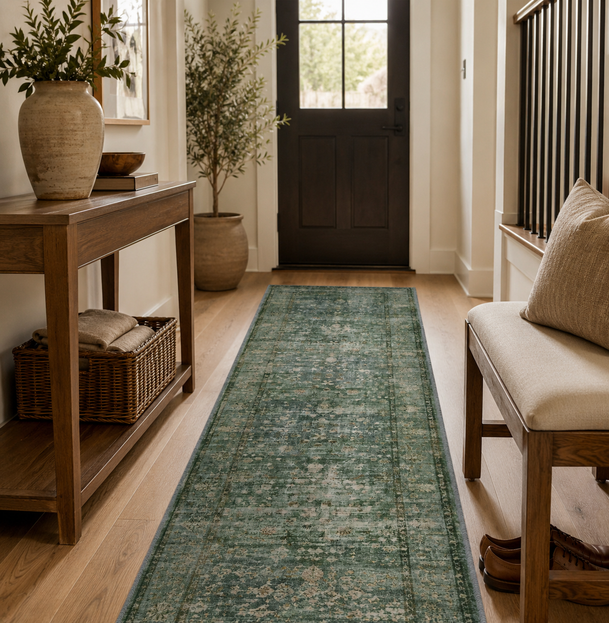 Heritage Vintage Runner Rug – Sage Green