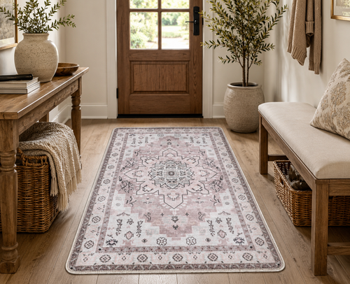 Willow Boho Accent Rug – Sage & Blush - 2x3