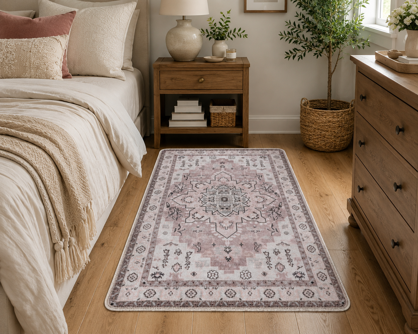 Willow Boho Accent Rug – Sage & Blush - 2x3